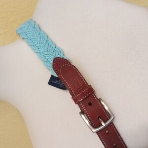 Aqua and leather braided belt